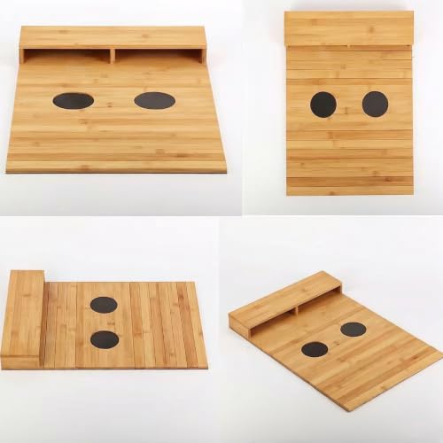 Bandeja plegable para brazo de sofá, mesa caddy de madera con portavasos útil 4