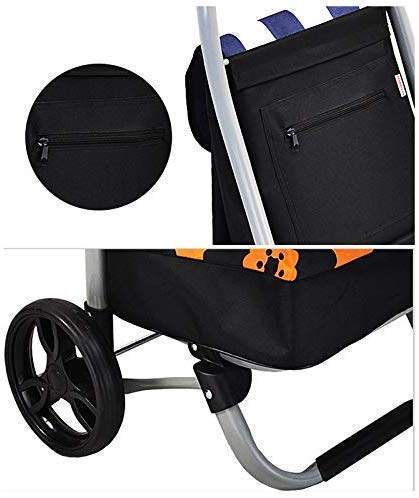 Trolley, Einkaufstrolley mit großer Kapazität, Anhänger, Reisen, Wandern, Push-Pull-Auto, 7-Zoll-Lagerradstand, faltbar, rote und weiße Streifen – Bild 5