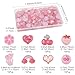 MakemadeDIY 120Pcs Flatback Pink Plastic Cabochons Charms Undrilled Transparent Cute Heart Strawberry Cherry Rainbow Flat Back Embellishments Bulk Mixed Resin Ornament Scrapbooking Set