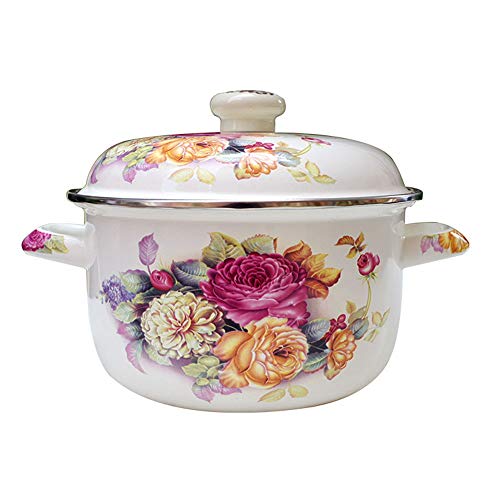 SCSBJ Pentola Smaltata, Casseruola en Ghisa pretrattata con Doppi Manici, con Coperchio, Pentole per stufati e brasati Rivestimento Smaltato AntiGraffio, Colore, Tre Taglie,Ø 20 cm