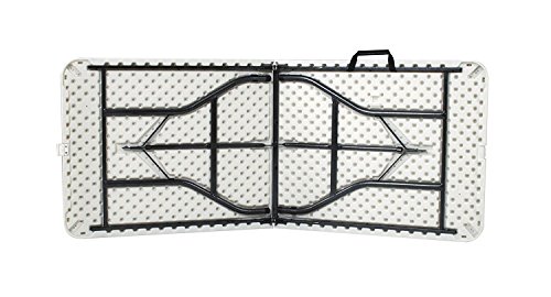 Ontario Furniture 6 Foot Plastic Folding Table - Folds In Half With Carrying Handle Rectangular - Lightweight And Portable - White Resin With Sturdy Steel Frame #TOP1
