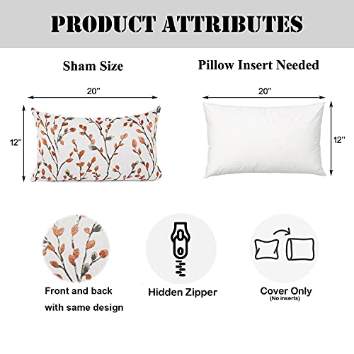 Your Smile Classical Embroidery Jacquard Orange Square Decorative Throw Pillow Case Cushion Cover,12X20 Inch #TOP3