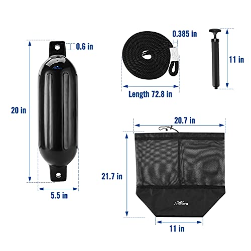 Affordura Boat Fender 4 Pack Boat Bumpers Fenders with 4 Ropes, Boat Bumpers for Pontoon Boat Fenders Inflatable