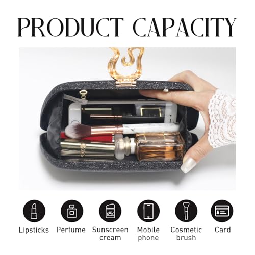 Image of Glitter Clutch Purses for Women Evening Handbags with Snake Closure for Party Prom Wedding