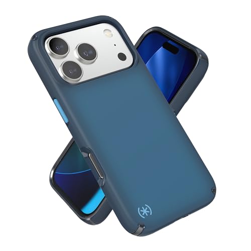 Image of Speck Presidio LUX for iPhone 17 Pro Case, MagSafe-Compatible, Slim Protective Case, DEEP SEA Fade /Black /Spell Blue
