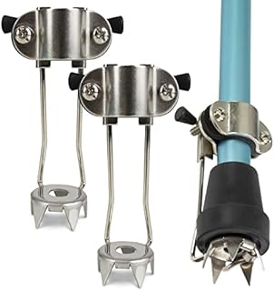 Vive Cane Tips for Ice - All Terrain Heavy Duty (2 Pack) Metal Retractable 4-Prong Hiking Attachment - Replacement Grip for Walking Sticks, Trekking Pole, Crutches, Tip Points for Winter Snow Safety