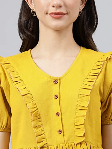 Image of DEEBACO Women's Solid Calf Length Top with Trouser|V-Neck|Short Sleeve|Cord Set for Women Cotton|Jumpsuits Western Dress for Women Stylish|Two Piece Co ord Set|Party Casual Wear(Aqua Blue)