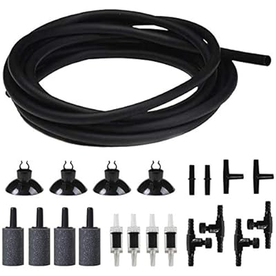X-zoo Aquarium Air Pump Accessories, 21 PCS Pump Kit 16.4 ft Airline Tubing, 4 Air Stone, 4 Check Valves, 4 Control Valves, 4 Suction Cups, 2 “I” Connectors, 2 “T” Connectors