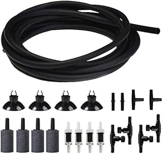 X-zoo Aquarium Air Pump Accessories, 21 PCS Pump Kit 16.4 ft Airline Tubing, 4 Air Stone, 4 Check Valves, 4 Control Valves, 4 Suction Cups, 2 I Connectors, 2 T Connectors