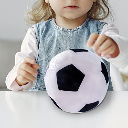 Colaxi Plush Football Toy, Soccer Ball Plush Pillow Sport Toys 17Cm Diameter Soft Rattle Stuffed Plush Toy For Gift Toddlers Children Baby , White Black #TOP1