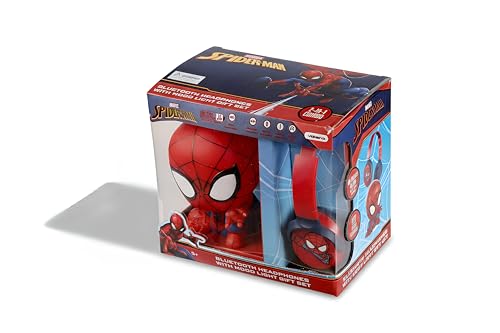 Image of Marvel Spider-Man Kids Bluetooth Headphones with Character Mood Light Gift Set | Foldable Swivel Cups | Kids Safe 85dB Volume Limit | Aux Input | Voice Assistant | Perfect for Boys | Ages 5-16