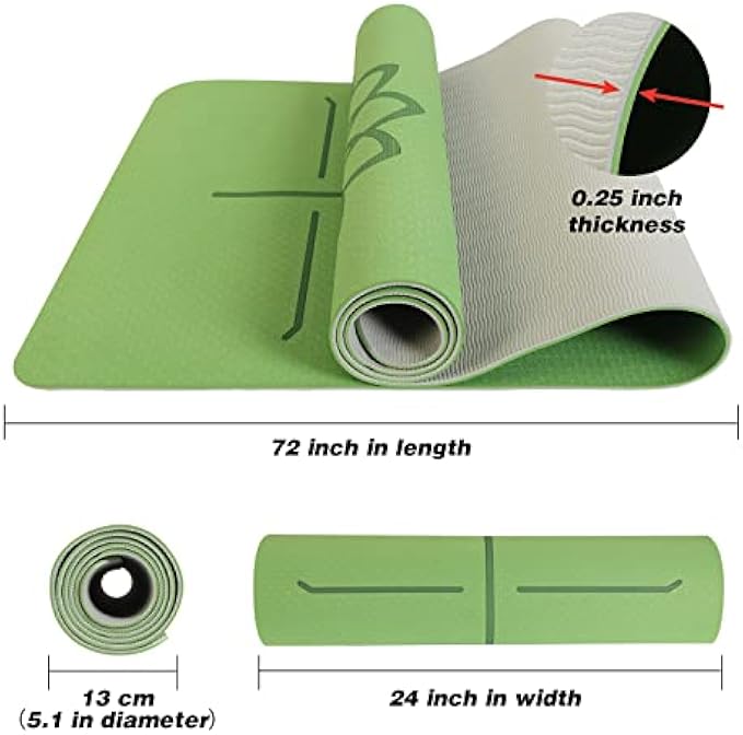 Mat Block Yoga Mat with NonSlip 1/4" Thick AntiTear, High Density TPE