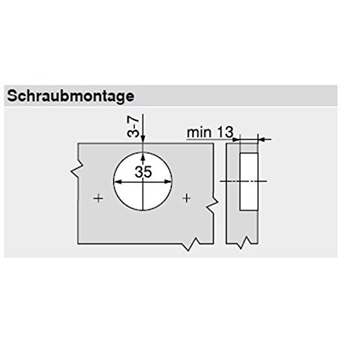 Blum Clip top Blumotion Furniture Hinge Integrated 107 Degree Set Square, 105033056