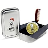 Moustache Wax & Beard Kit for Men - Pocket Sized Beard & Mustache Wax & Comb in Silver Tin | Free Ultimate Beard Growth Guide Ebook | Stocking Filler, Valentines, Secret Santa, Birthday Gifts for Men