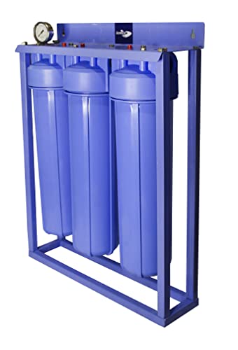Image of IONIX Prime Tank filter with Stand | salt less water softener for home | German High pressure, High capacity filter housing, Removes Iron, Scaling, Hardness and sediment, 1 Set, Blue