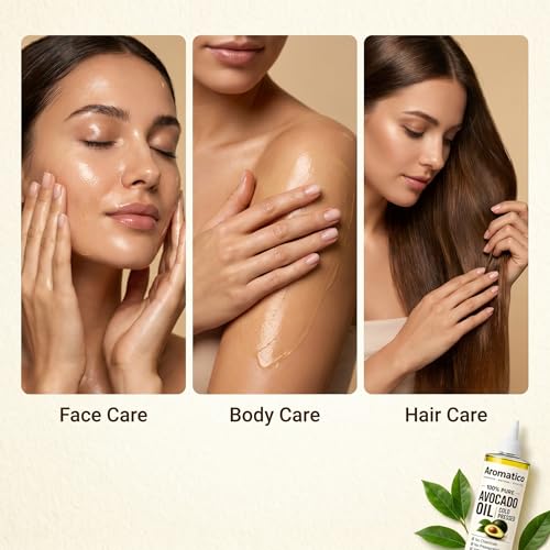 Image of AROMATICO Avocado Oil for Hair & Skin Care - Deep Nourishing Oil Rich in Vitamins for Hair Growth, Scalp Care & Intense Skin Hydration | Multipurpose Daily Use Oil - 100ml
