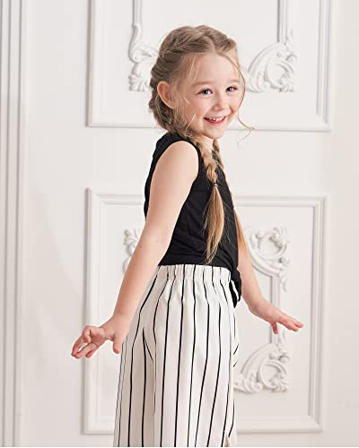 Yallet Girls Clothing Sets Little Girl Sweatsuits Outfits Solid Color Print Tops & Striped Pants Clothes For Child 4-11 Years #TOP1