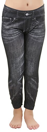 ToBeInStyle Girls' Nylon-Spandex Blend Printed Jean Full Length Leggings4