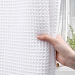 White Waffle Weave Shower Curtain - Cotton Fabric Texture Heavyweight Shower Curtain for Bathroom,Washable,72Wx72L