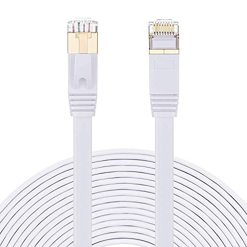Cat 7 Ethernet Cable 100 ft White, MORELECS Cat 7 Internet Cable 100 ft Ethernet Cable RJ45 Network Cable Cat7 LAN Cable for PC Laptop Modem Router Cable Ethernet