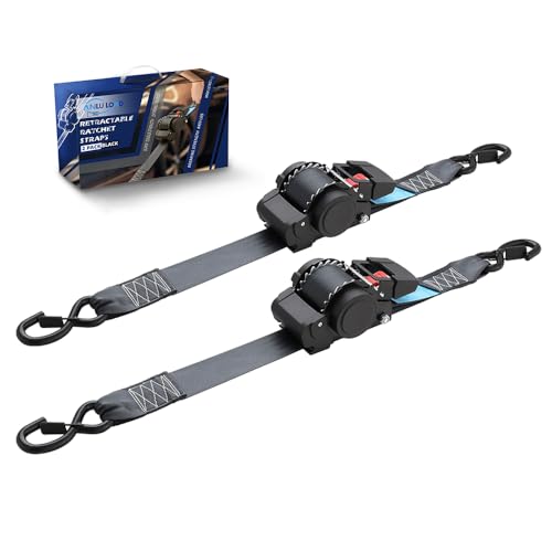 ANLULOAD 2 Pack Retractable Ratchet Straps (2in x 157in),Cargo Strap Tie Downs for Trunk, Garage Motorcycles, Atvs,Trailers-WLL2,204lbs,BS:4,409 lbs(Black) by ANLU LOAD - Used condition - US$40.93