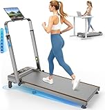 Walking Pad Treadmill with 12% Incline & Height Adjustable Handle Bar, Trisomy 4 in 1 Walking Pad with Handle Bar, 350LBS Foldable Walking Treadmill with Incline for Home, 3.5HP Small Treadmills