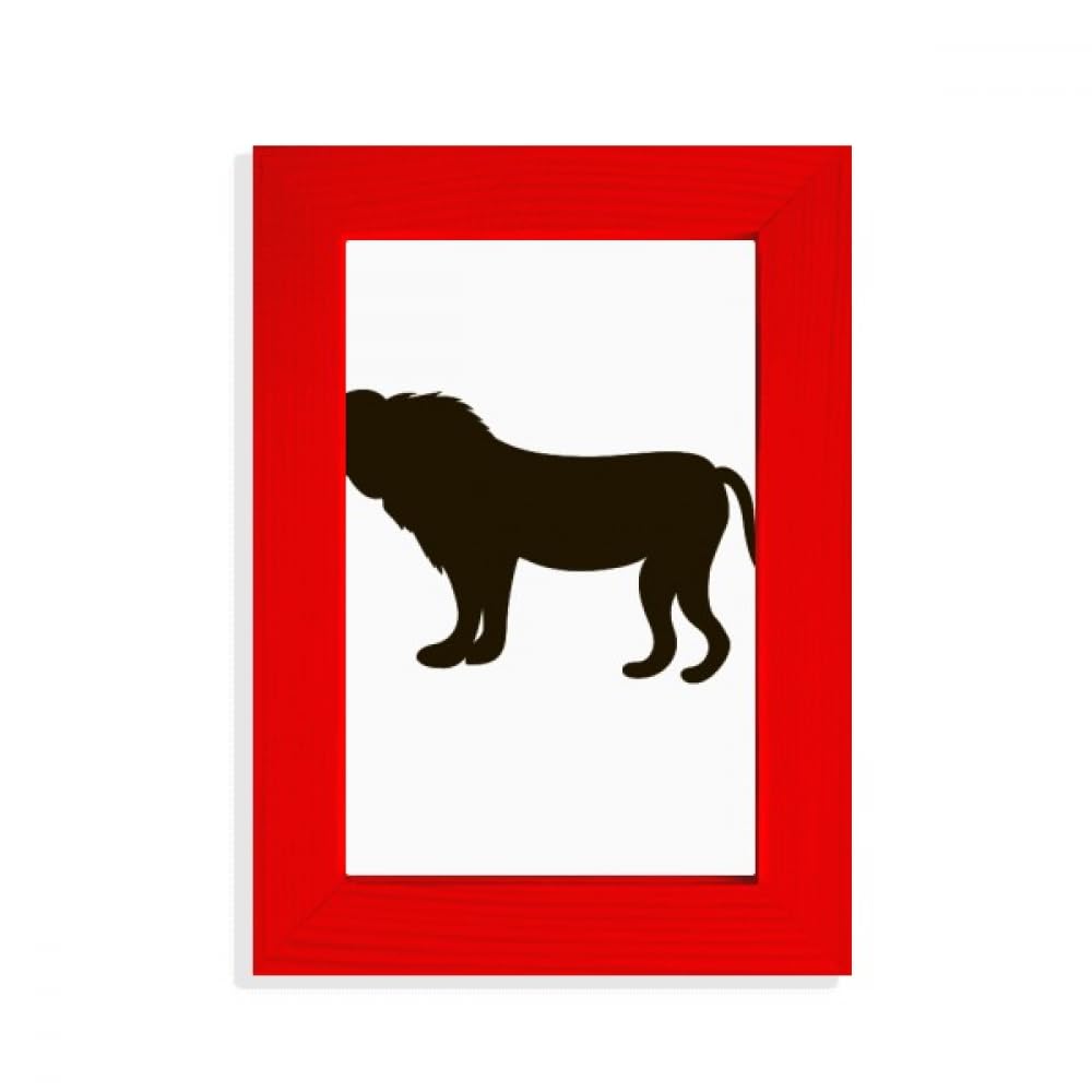 Cadre photo lion noir avec fond rouge pour décoration de salon moderne