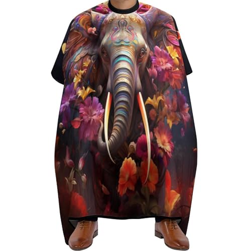 Beautiful Flower Elephant Hair Cutting Cape for Men Women Waterproof Barber Cape Adjustable Salon Haircut Capes