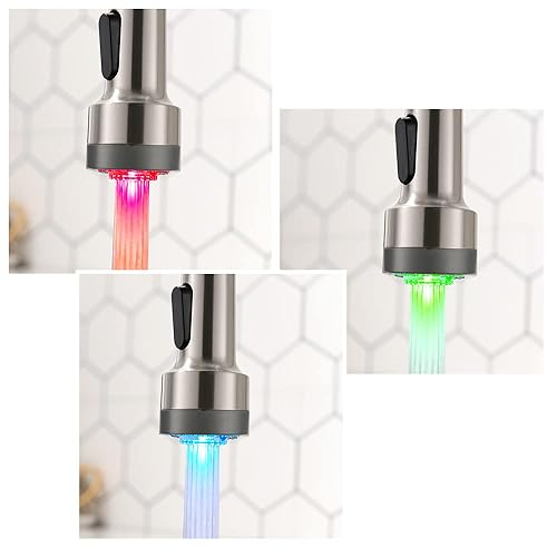 image for OWOFAN LED Light Kitchen Faucet with Pull Down Sprayer Sus304 Stainles