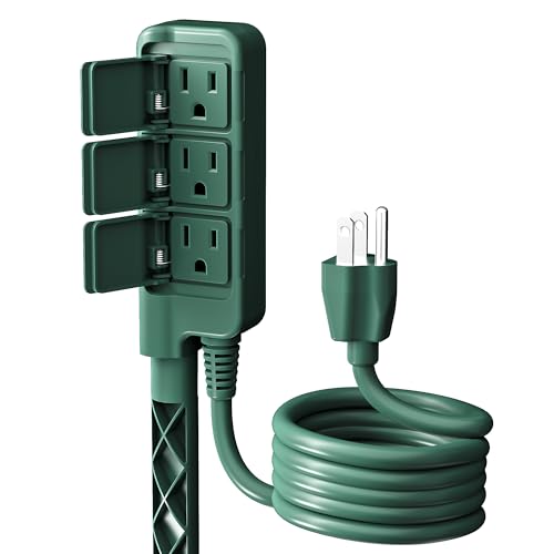 HBN Outdoor Power Stake Waterproof with 6FT Long Extension Cord, 3 Grounded Outlets Yard Power Strip...
