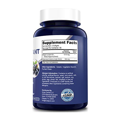 Nusapure Black Currant Oil 1070Mg Gla 15% 180 Caps (Non-Gmo & Gluten Free) Hexane Free #TOP1