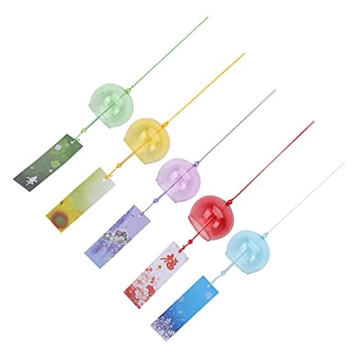 Chimes de Viento Japoneses Campanas de Viento de Vidrio Japonesa Edo Furin Glass Chimes Bells Swratcher Flower Chime Regalos de Cumpleaños Hechos a Mano para Pasillo Corredor