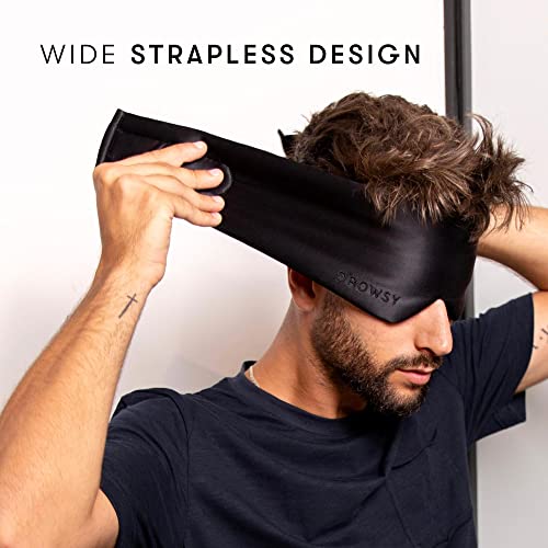 Drowsy Silk Sleep Mask. Face-Hugging, Padded Silk Cocoon For Luxury Sleep In Total Darkness. (Black Jade) #TOP5