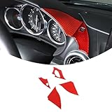 Soft Carbon Fiber Car Inner Central Console Dashboard Molding Trims Panel Cover Sticker,for Mazda MX-5 Miata ND Roadster 2016-2025+,Interior Car Accessories (Red Carbon Fiber)
