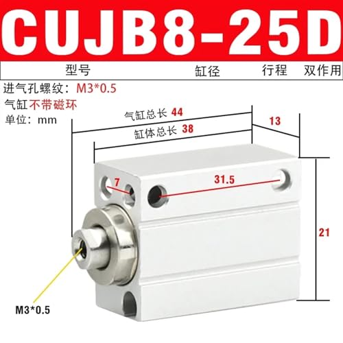 Cilindro neumático CUJB de montaje libre para ahorrar espacio en paneles 3