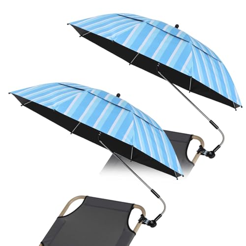 Geetery 2 Pack 48.6" Beach Umbrella with Clamp, Adjustable Double Canopy