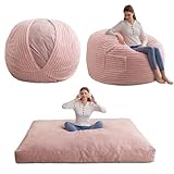 Giant Bean Bag Chair Bed for Adults, Convertible Beanbag Folds from Lazy Chair to Floor Mattress Bed with Machine Washable Cover, Large Floor Sofa Couch with High-Density Foam Filling