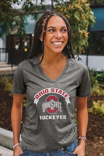 Ohio State Buckeyes NCAA Officially Licensed Women's T-Shirt Burnout Vintage Scholar, XX-Large