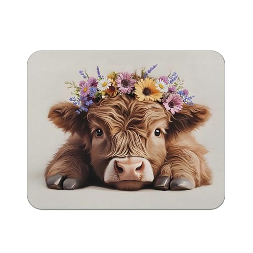Tapis de souris pour bureau avec motif de vache écossaise et fournitures informatiques