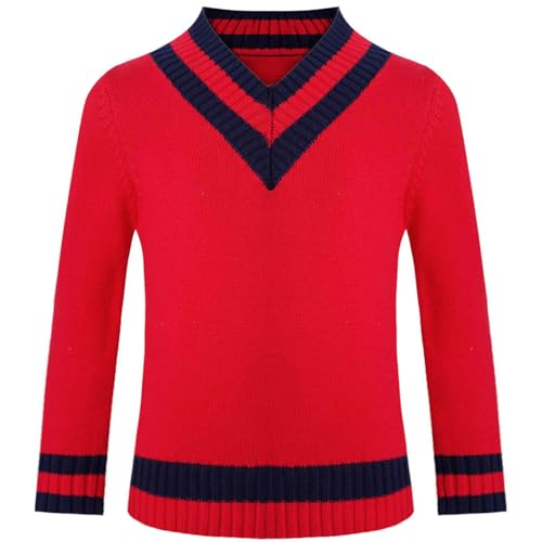 Boys School Uniform Sweater Kids Casual Knit Pullover Long Sleeve V-Neck Sweater Soft Cotton Tops Clothes