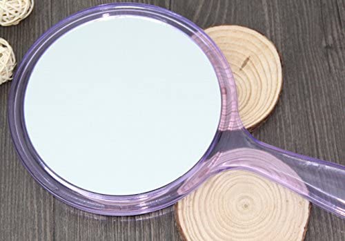 Red Square 2 Way(Magnifying & Regular) Handle Mirror for Make Up and Grooming,5 inch Dia Display