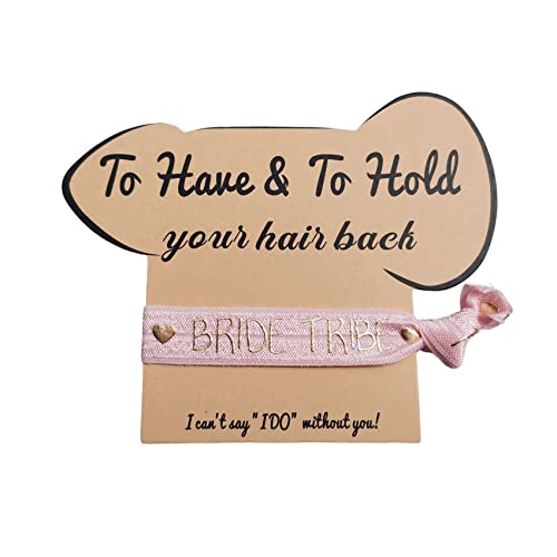 Bachelorette Party Favors, 14 Pack Hair Ties Party Supplies For Bride And Bridesmaids Hair Accessories For Bridal Shower, And Wedding Decorations, White Rose Gold Hair Bands For Pink (P 14Pack Pink White 1Hair Ties) #TOP5
