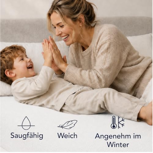 Dreamzie Spannbettlaken 90x200 Weiß - Frottee 80% Baumwolle, Oeko-Tex – Ansicht 4