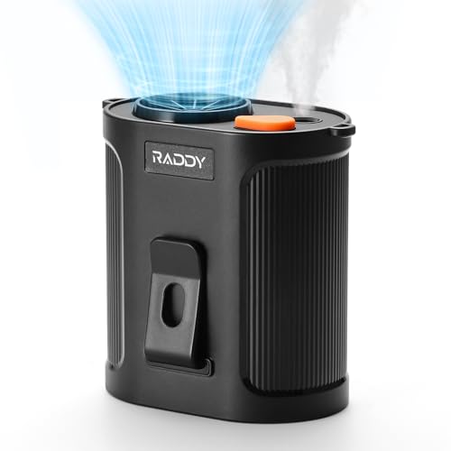 Raddy CF6 - Ventilatore portatile con nebbia di raffreddamento, ventilatore da collo, ventilatore a vita con clip, 5 velocità, 14500 giri/min, 18 ore di autonomia per campeggio, attività all'aperto