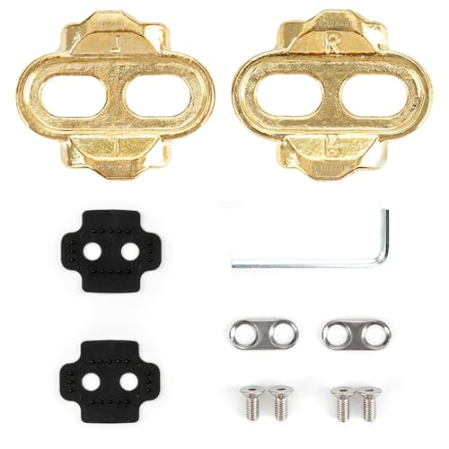 D-TOKAOE 6 Degree Float Bike Pedal Cleats - Gold Standard Release Clips for Road and Mountain Cycling.Golden 2Pack