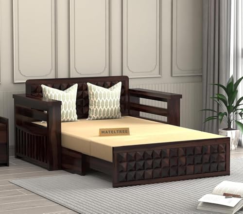 Image of Wooden Sofa Cum Bed (Ades Walnut)