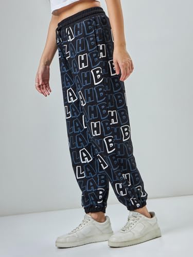 Image of Bewakoof Women's Cotton Oversized Fit Joggers | Track pants for woman | Lower for women | Multipurpose | Activewear | Utility Pockets | Lightweight & Flexible Elastic Waist | Casual Joggers | Loose Fit