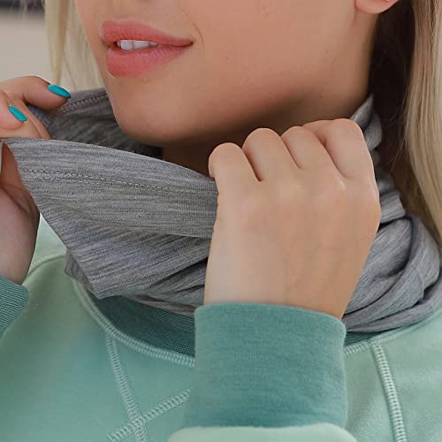 Metarino Merino Neck Gaiter Neck Warmer Lightweight Wool Gaiter Mask For Men & Women Scarf Mask Headband, 1-Pack Grey 65 Percent Merino Wool, 18.89X9.25 Inch #TOP4