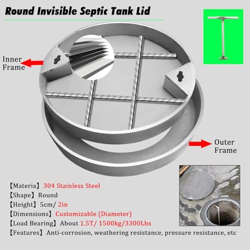 Tapa empotrable para lavabo de alcantarillado tanque séptico 32cm 3