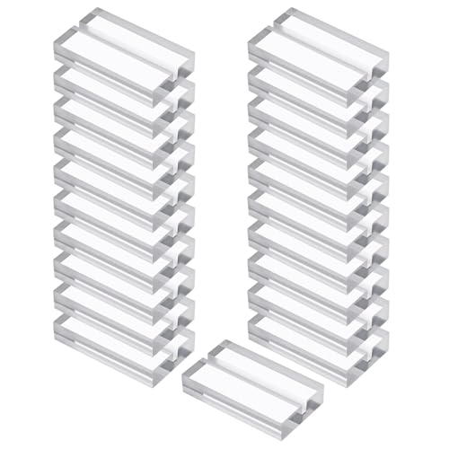 PATIKIL Lugar Tarjeta Soporte, 20uds 2 Pulgadas Acrílico Mesa Letrero Soporte Mesa Número Soportes Nombre Tarjeta Soportes para Foto Menú Exhibición Boda Ceremonia, Transparente